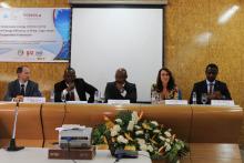 From L - R: Mr. Hannes Bauer, Renewable energy Expert ECREEE, Mr. Mahama Kappiah, Executive Director of ECREEE, H.E. Humberto Brito, Minister of Energy of Cabo Verde, Adriana Nunes, representative of GIZ and Mr. Alois Mhlanga, representative of UNIDO