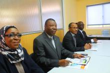 From L- R:  Mrs Khadi Ramatu Saccoh, Commissioner for Administration and Finance; Dr. Toga Gayewea McIntosh, Vice President and chair of the committee of the ECOWAS Commission;  Mr.  Hamid Ahmed, ECOWAS Commissioner for Trade, Industry, Customs and Free Movement, Dr. Muhammad Sani Bello ECOWAS Financial Controller. 